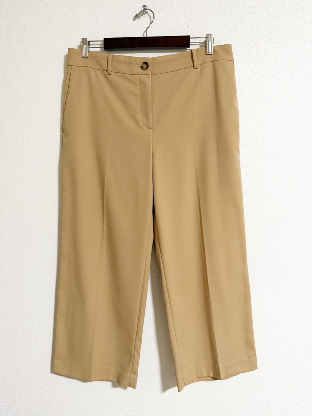 Ann Taylor Wide Leg Cropped Pants Tan Size 14P